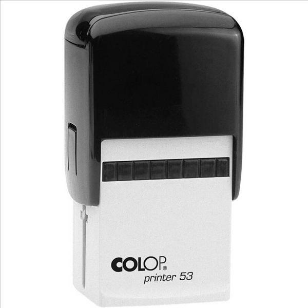 Colop P53 Custom Self Inking Rubber Stamp. Impression: 43mm x 28mm. Recommended 1-6 lines of text. Shop more self-inking rubber stamps on our website. Delivery to all major cities Sydney, Melbourne, Brisbane, and Perth.