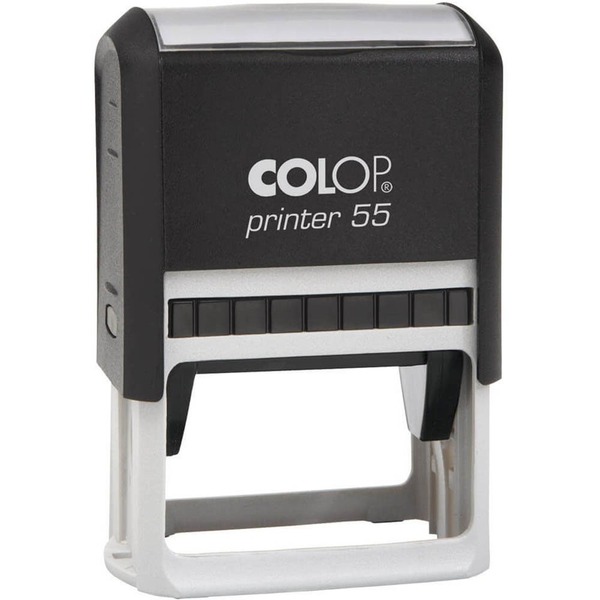 Colop P55 Custom Self Inking Rubber Stamp. Impression: 58mm x 38mm. Recommended 1-6 lines of text. Shop more self-inking rubber stamps on our website. Delivery to all major cities Sydney, Melbourne, Brisbane, and Perth.