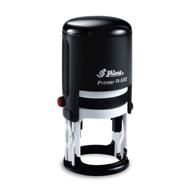 Shiny R-532 Round Custom Self-Inking Stamp. Impression Size: 30mm Diameter. Up to 5 Lines of Custom Text.