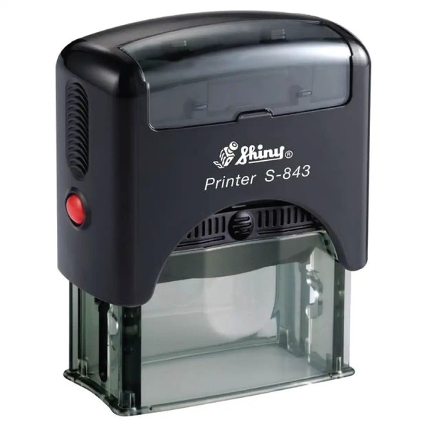 Shiny Custom Self-Inking Stamp. Impression size 45 x 16mm. Up to 4 Lines of Custom Text. Shop more custom stamps on our website.