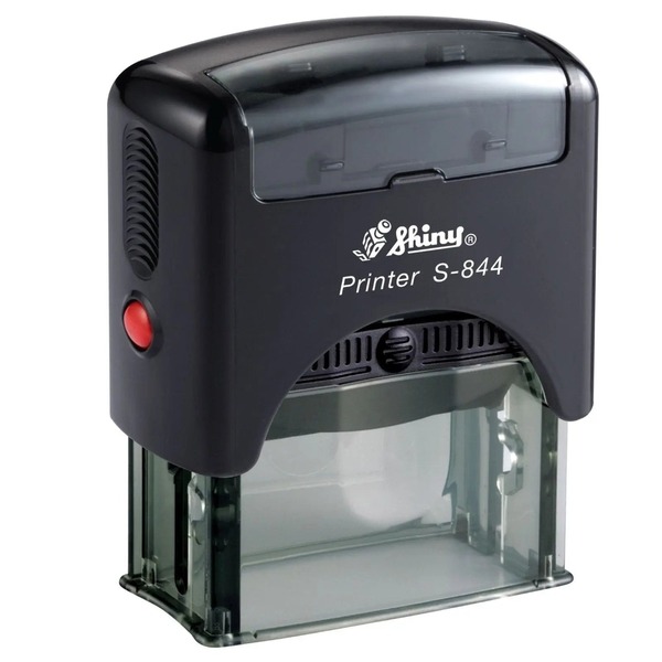 Shiny Custom Self-Inking Stamp. Impression Size: 56mm x 20mm. Up to 5 Lines of Custom Text.