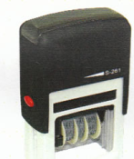 Self-inking date stamp w/4 text plates
